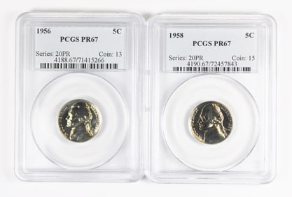 (2) PCGS GRADED PR 67 JEFFERSON NICKELS