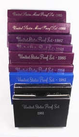 1981-1989 UNITED STATES PROOF SETS