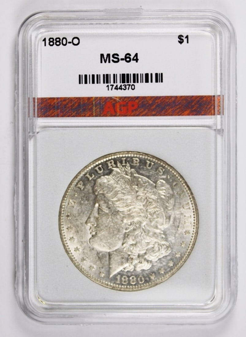 1880-O MORGAN SILVER DOLLAR: AGP MS 64. BLAST WHITE. PROOF LIKE. ESTIMATE: $800-$900