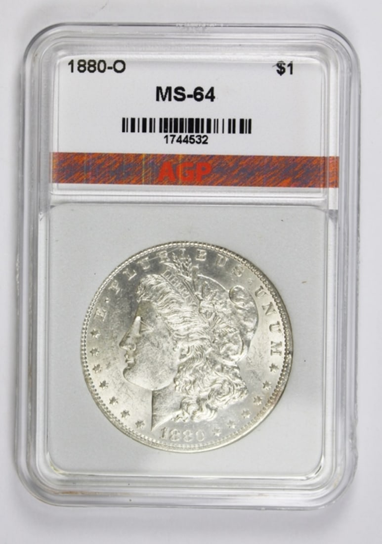 1880-O MORGAN SILVER DOLLAR: AGP MS 64. BLAST WHITE! BEAUTIFUL SUPERB COIN! ESTIMATE: $800-$1000