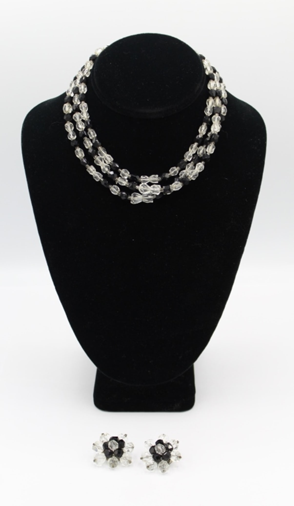 VINTAGE BEADED NECKLACE AND EARRING SET (1 of 3)