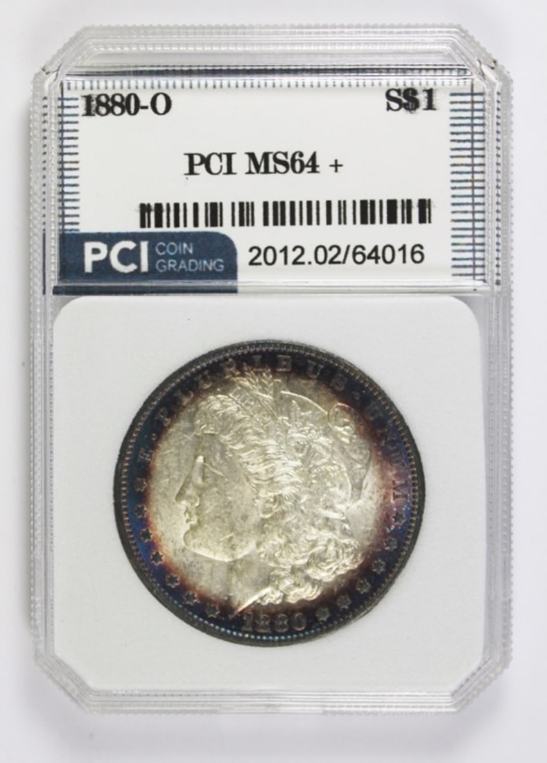 1880-O MORGAN SILVER DOLLAR: PCI MS 64+. RIM TONING. ESTIMATE: $800-$900