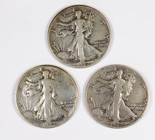 (3) 1942 WALKING LIBERTY HALF DOLLARS