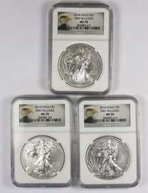 (3) 2014 AMERICAN SILVER EAGLES