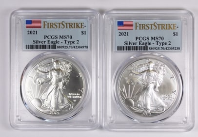 (2) 2021 AMERICAN SILVER EAGLES