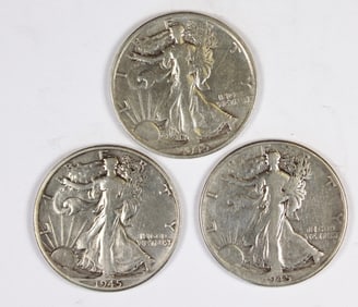 (3) 1945 WALKING LIBERTY HALF DOLLARS