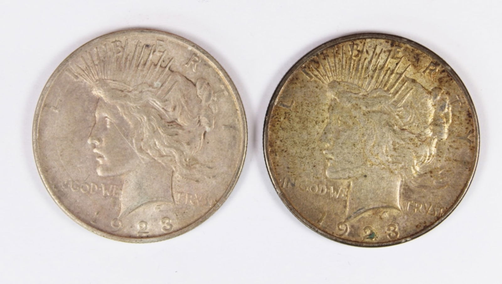 (2) 1923-D PEACE SILVER DOLLARS (1 of 2)