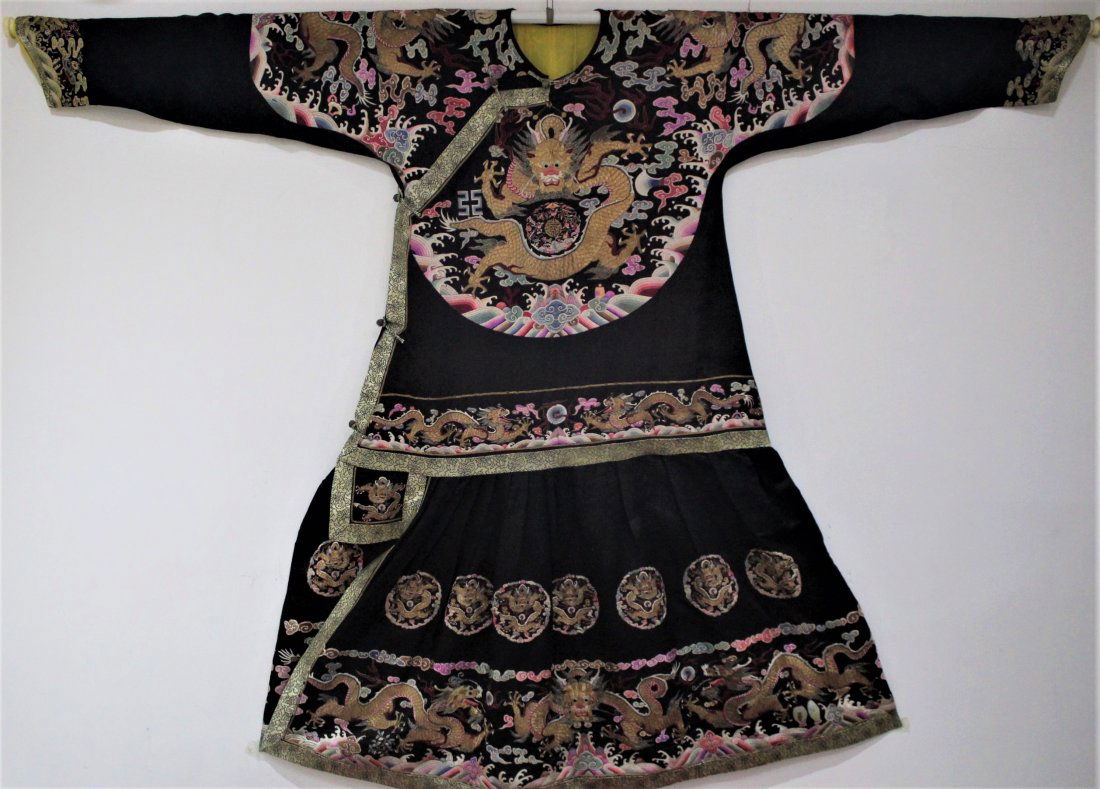 Chinese Imperial Silk Embroidered Dragon Robe (1 of 12)
