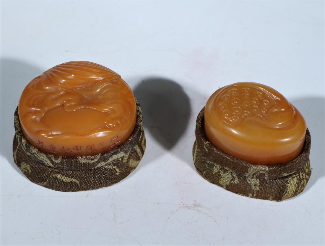 Set Of Two Carved Soapstone Seals With Inscription (1 of 9)