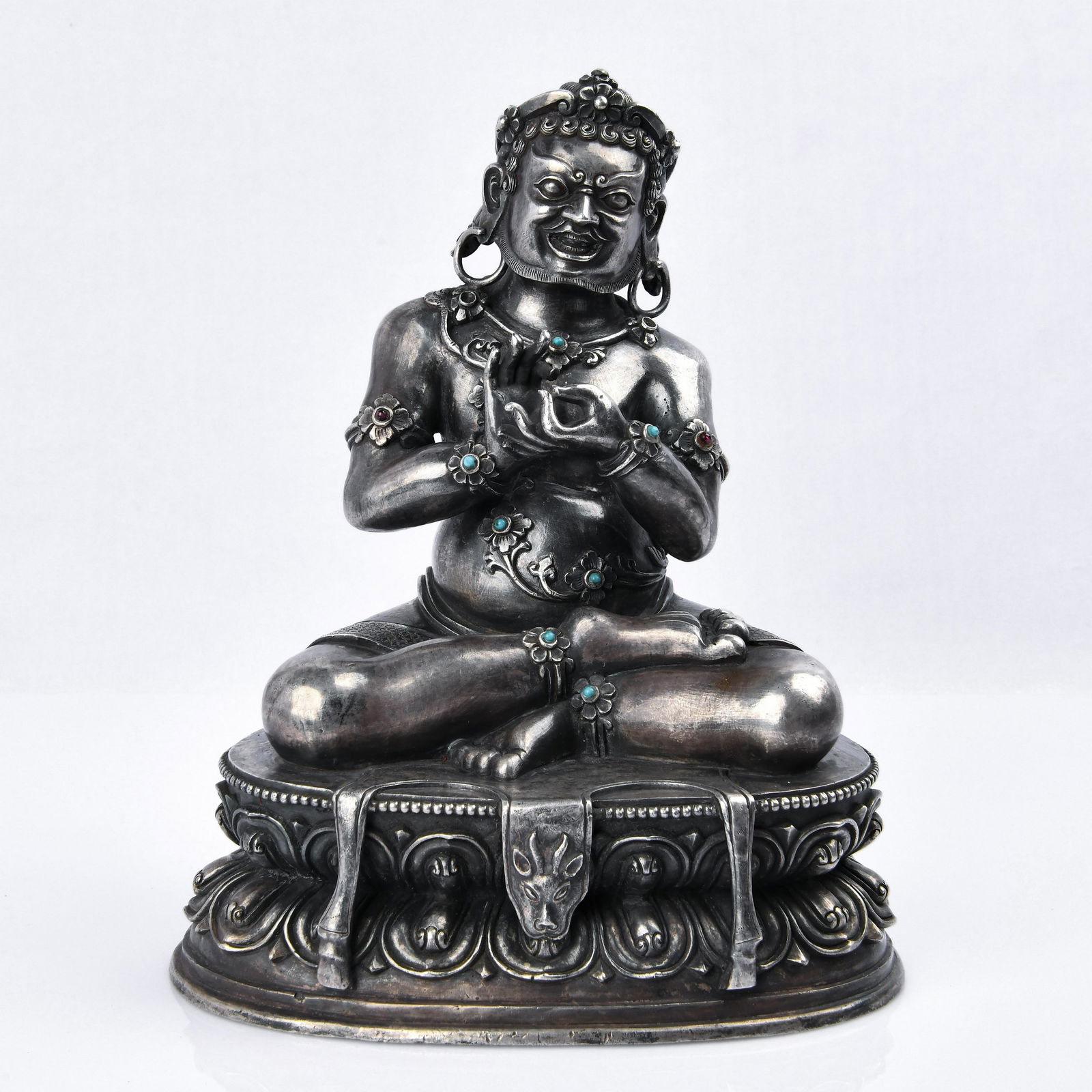 Silver Figure Of Lohan With Inlaid Stone (1 of 7)