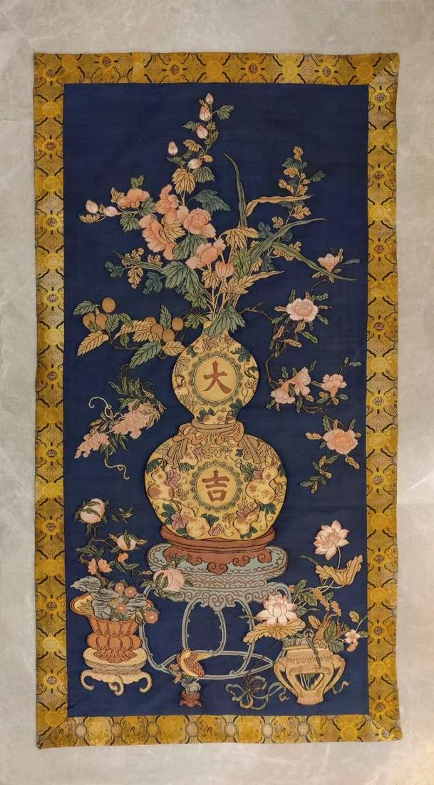 QING DYN. SILK KESI WOVEN DOUBLE-GOURD PANEL (1 of 5)