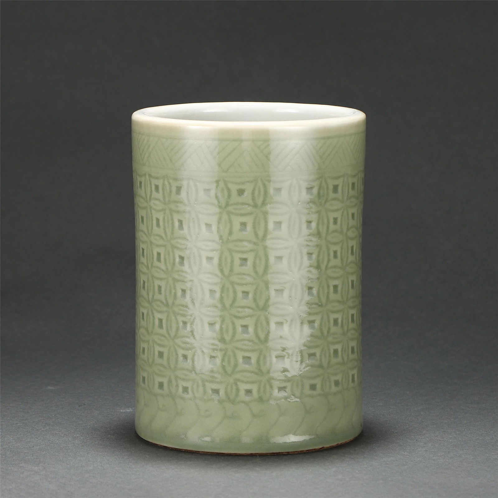 A CELADON GLAZED BRUSH-POT (1 of 7)