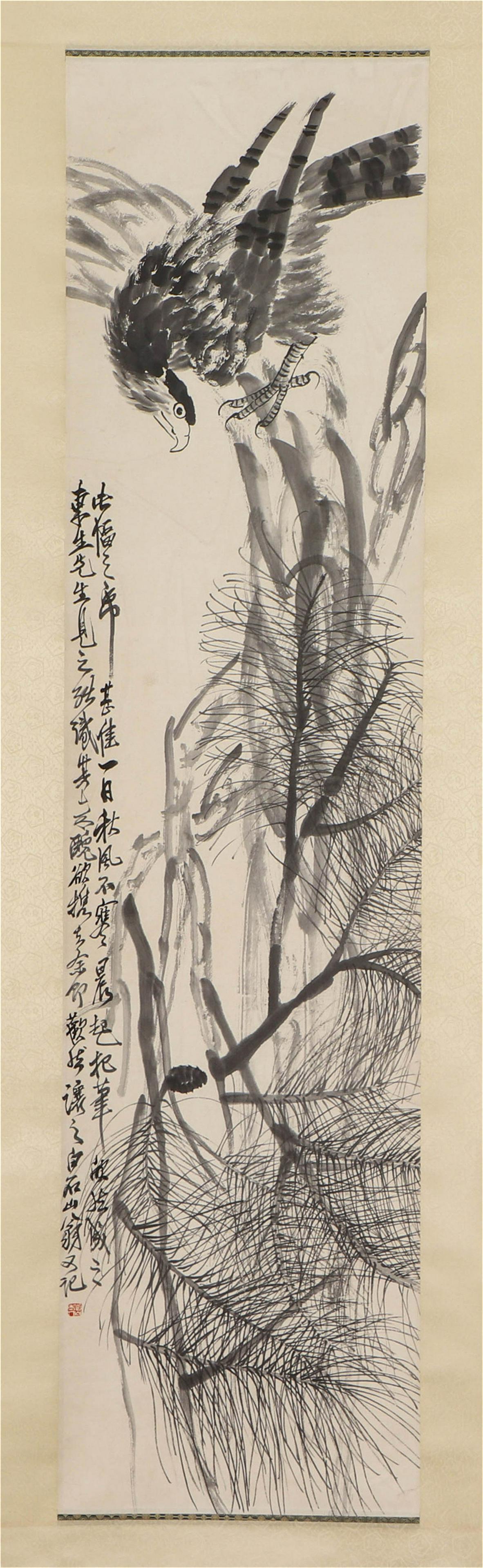 A CHINESE PAINTING OF FALCON ON PINE (1 of 6)