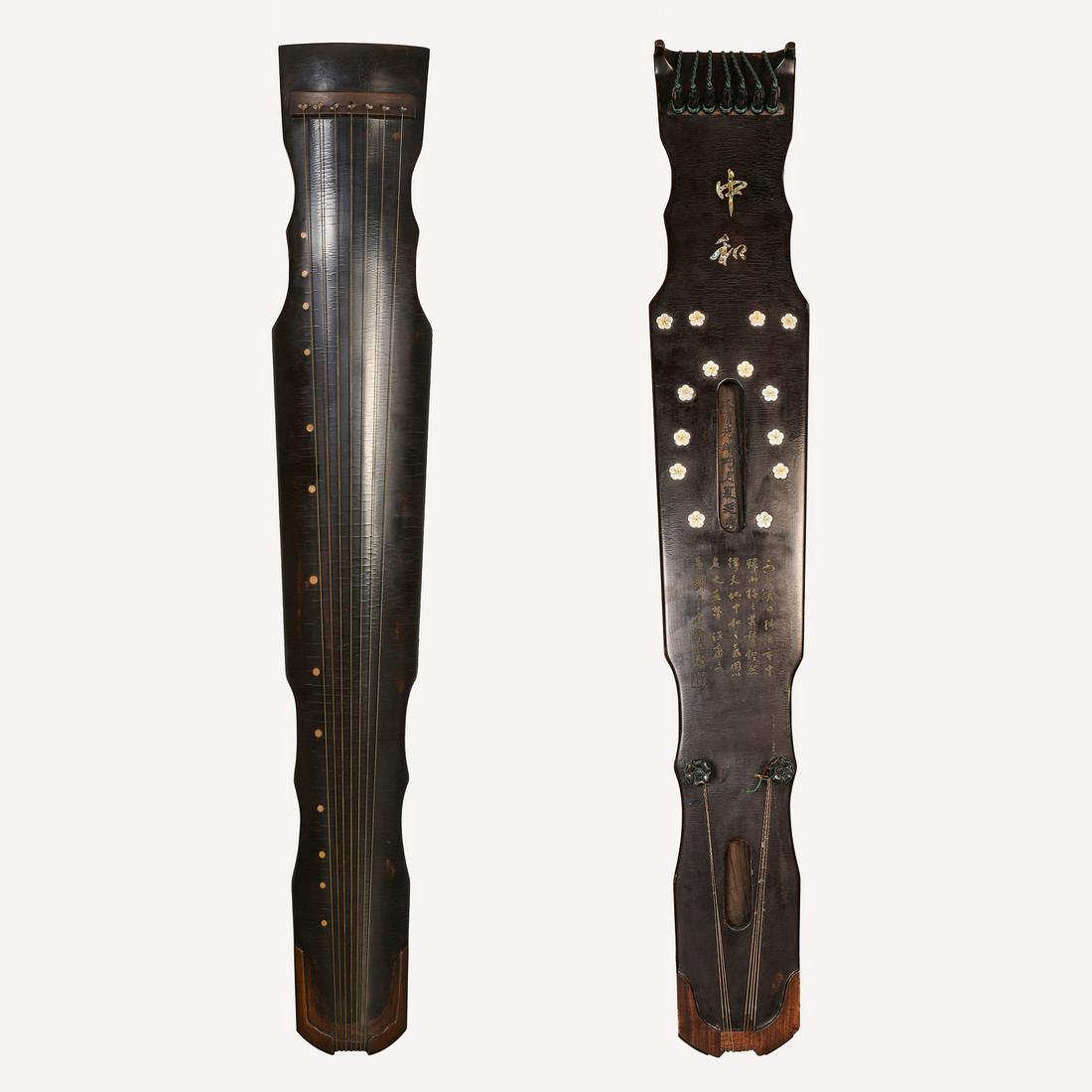 A CHINESE MOTHER OF PEARL INLAID LACQUER GUQIN (1 of 10)