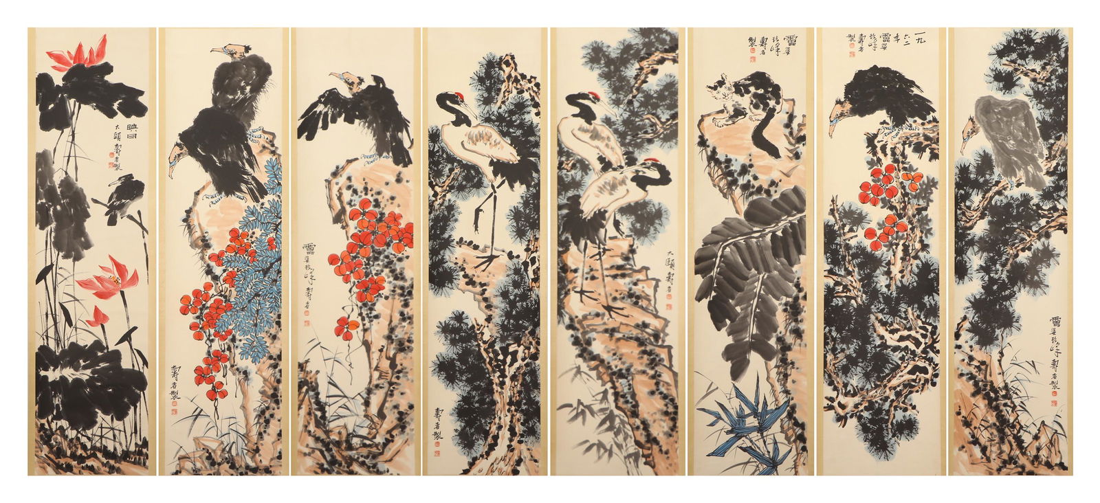 A SET OF EIGHT CHINESE PAINTINGS OF ANIMALS (1 of 15)