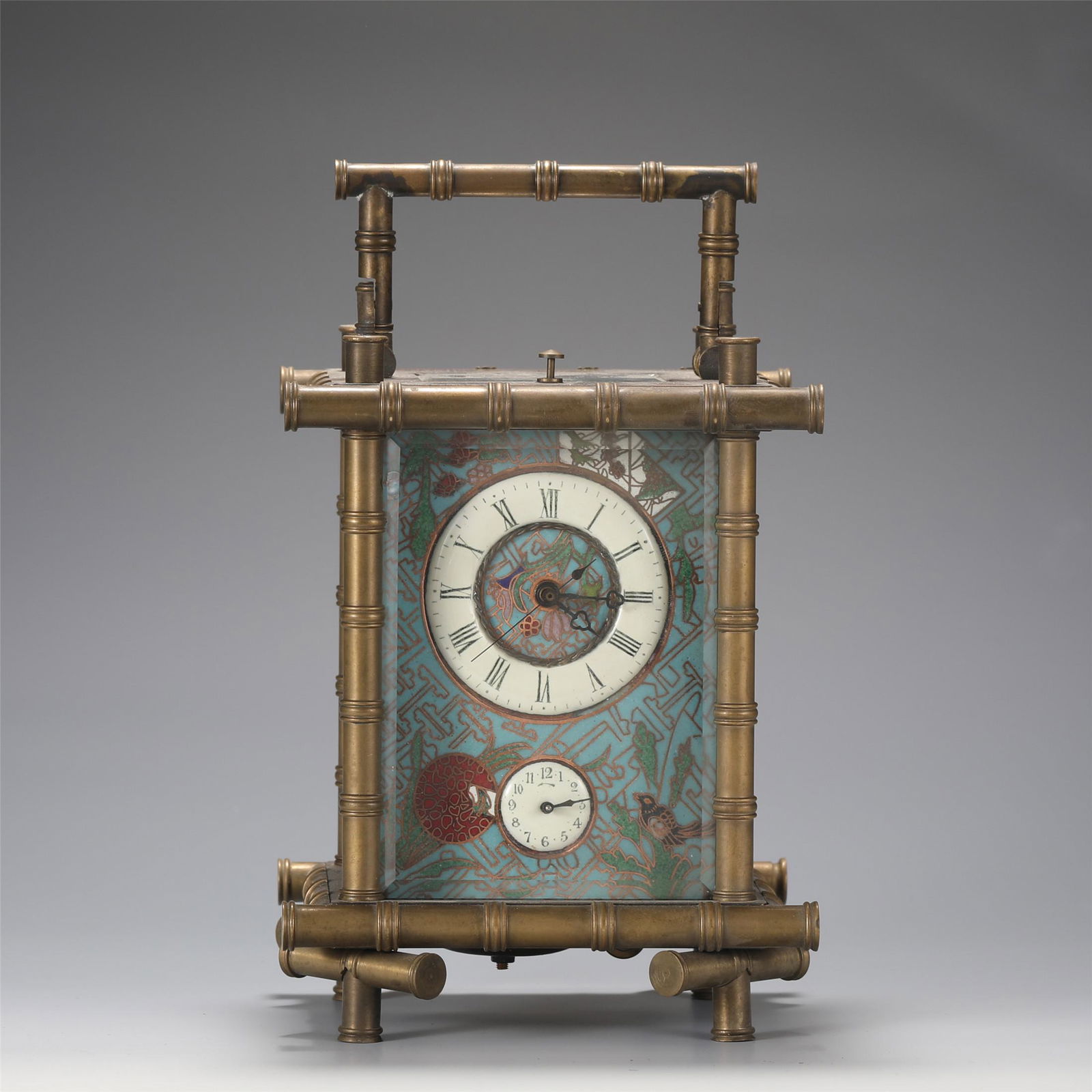 A CLOISONNE ENAMEL BRONZE CLOCK (1 of 10)