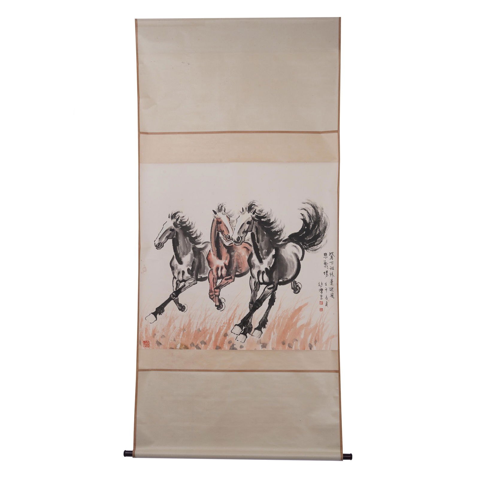 A CHINESE PAINTING OF GALLOPING HORSES (1 of 6)