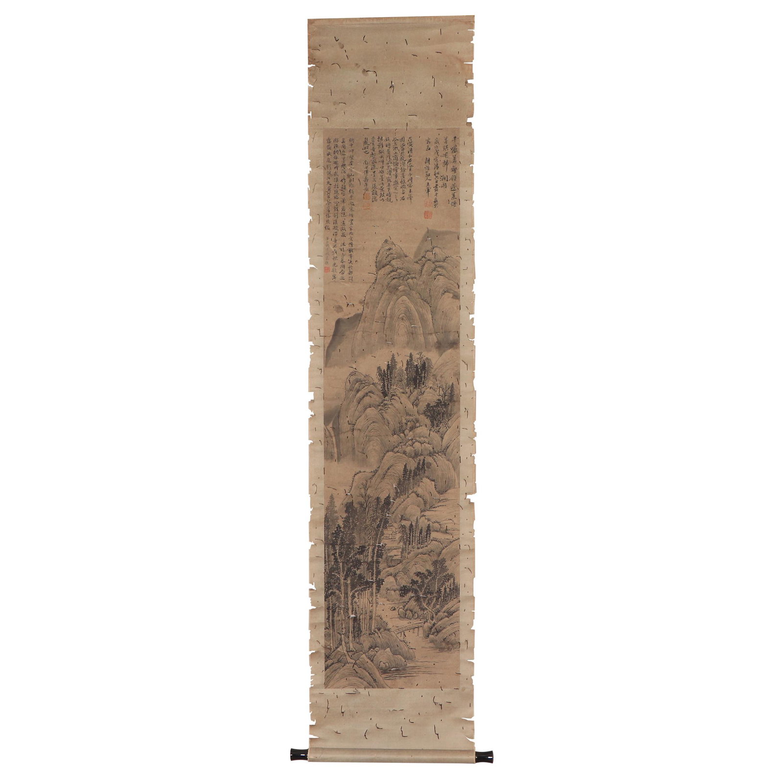 A CHINESE PAINTING OF MOUNTAIN VILLAGE SIGNED WANGHUI (1 of 5)