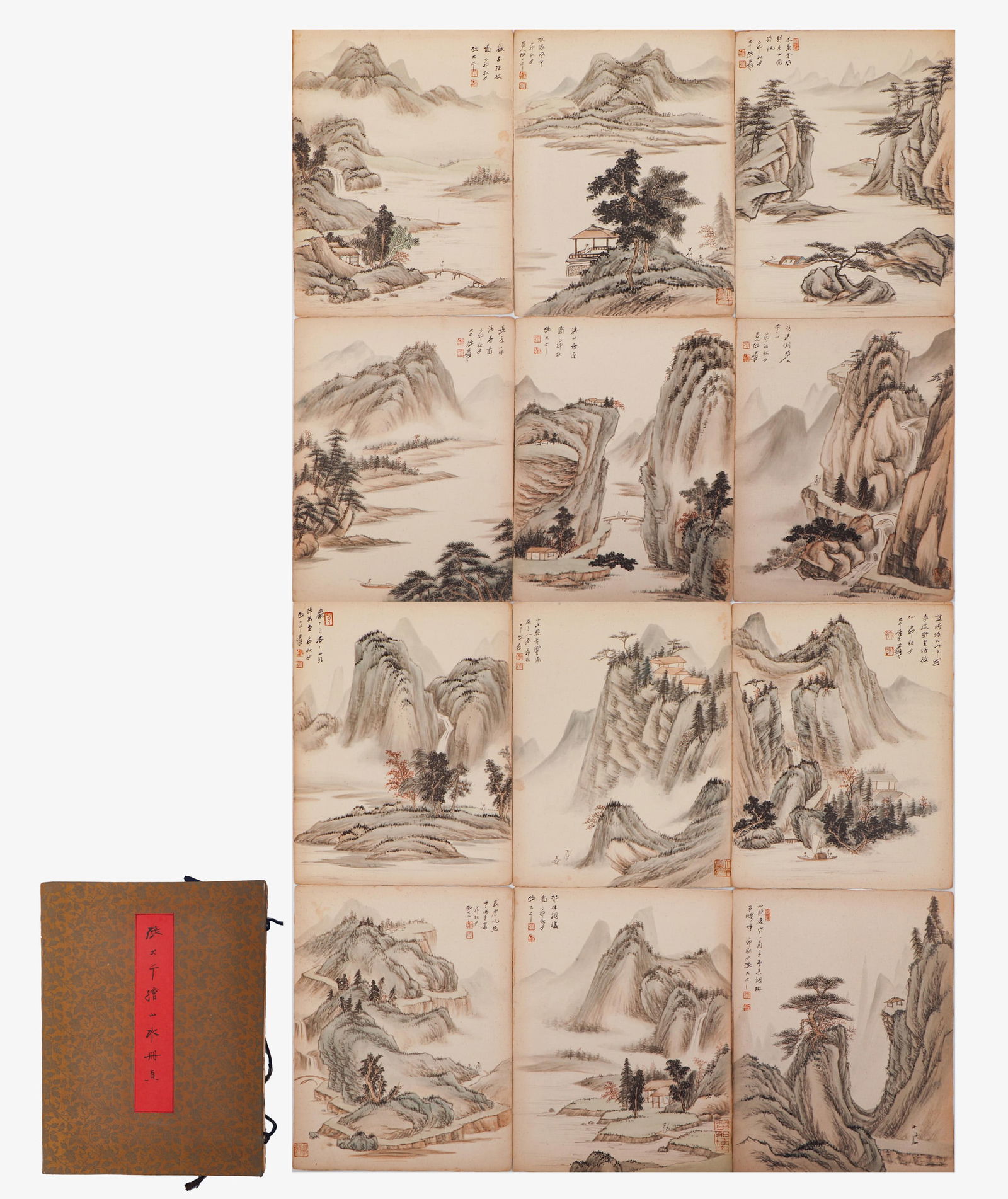 A chinese painting album of landscape signed zhang daqian (1 of 3)