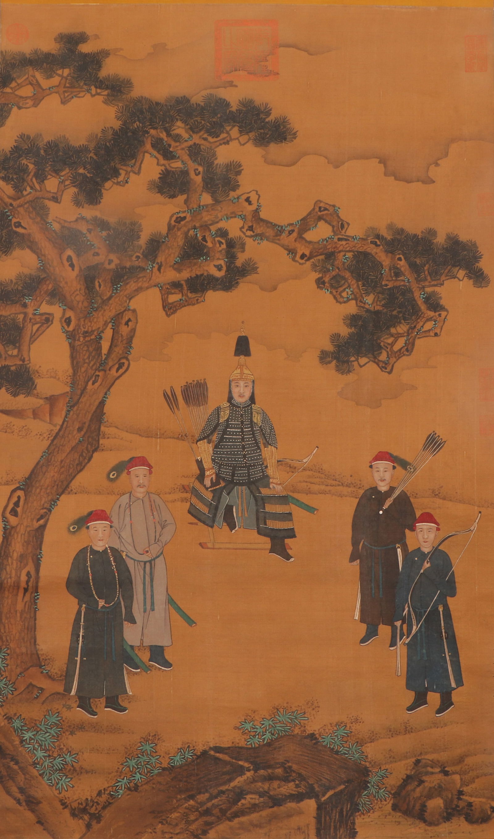 A chinese painting of hunting scene signed lang shining (1 of 5)