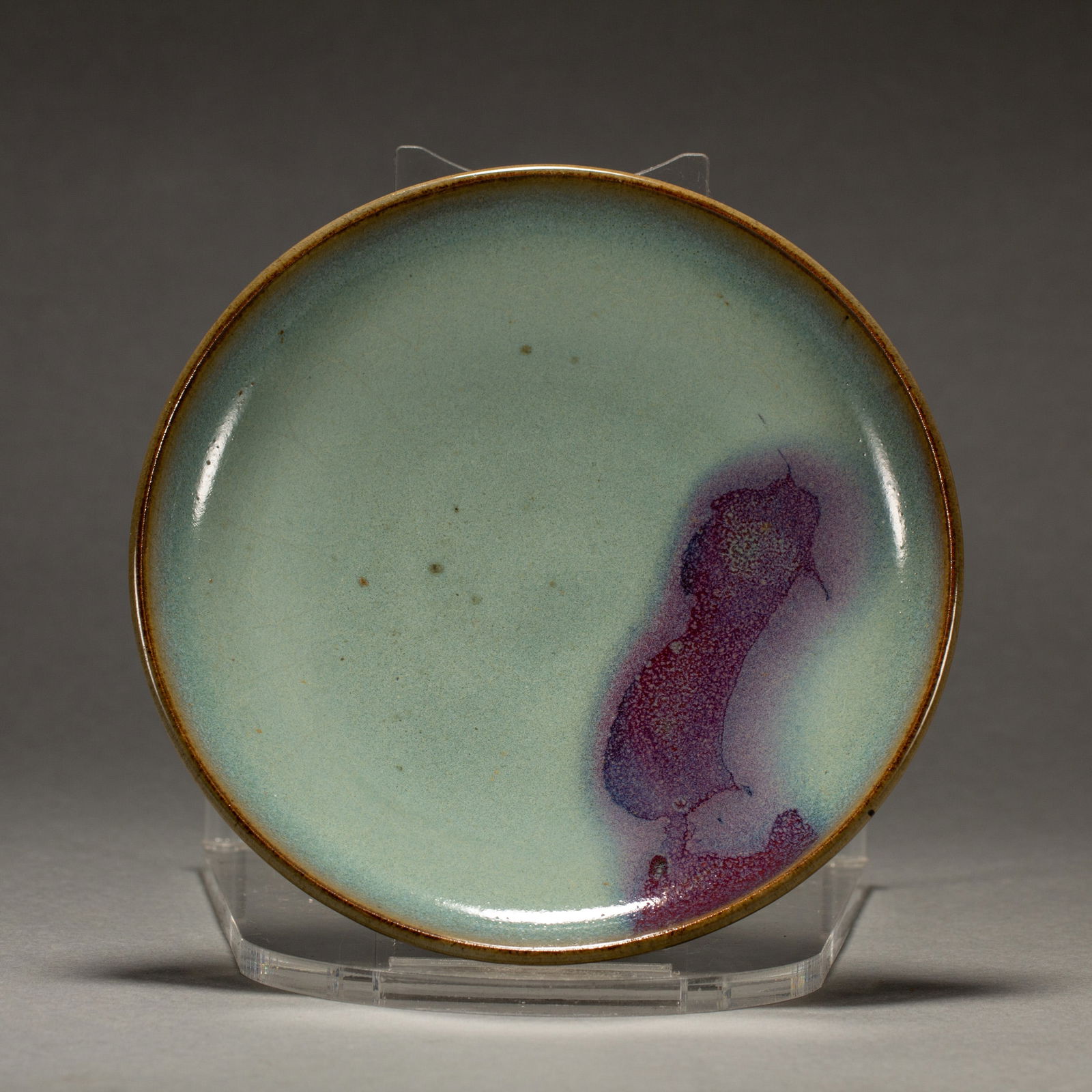 A CHINESE PURPLE SPLASHED JUN-WARE PLATE (1 of 9)