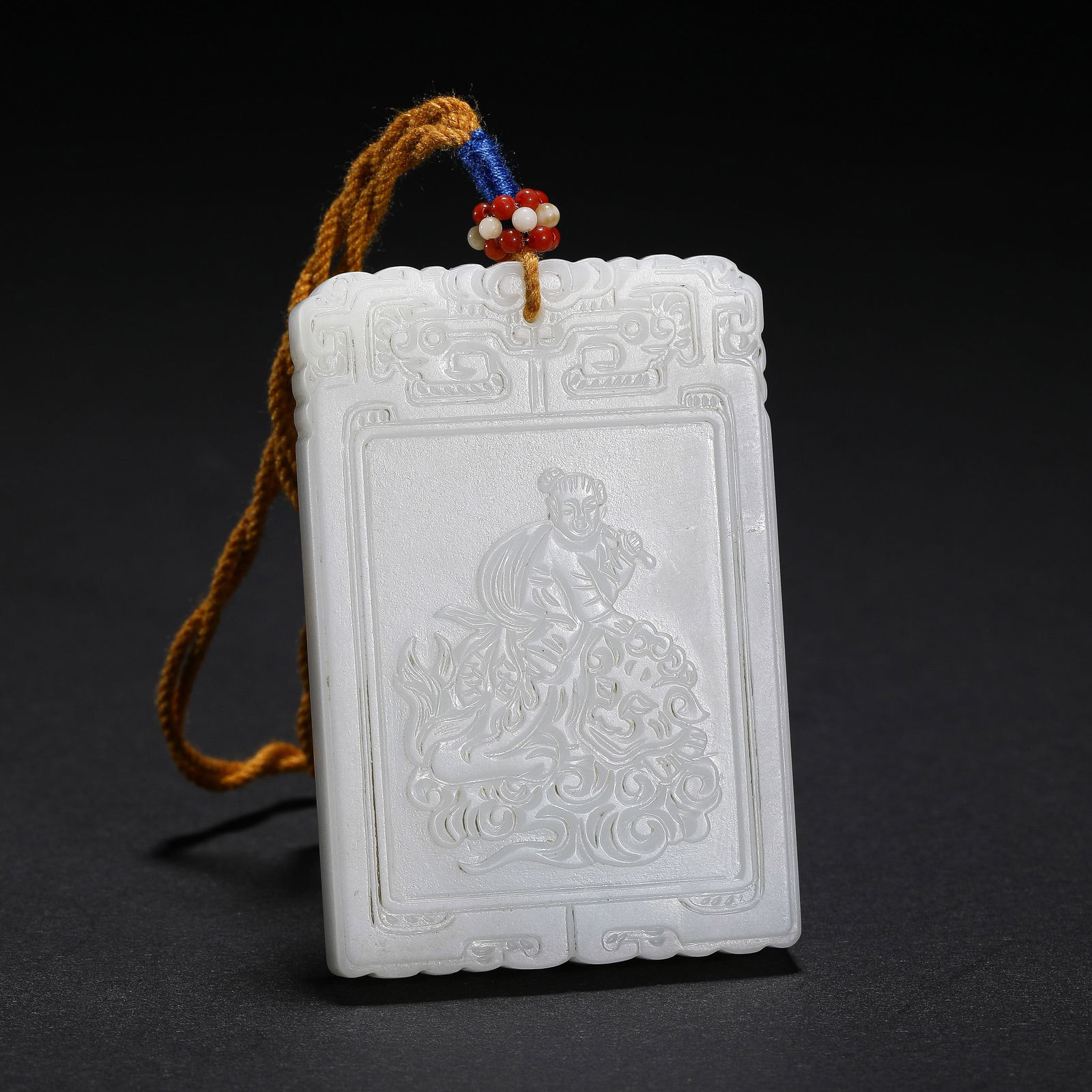 A FINE CARVED WHITE JADE PLAQUE (1 of 9)