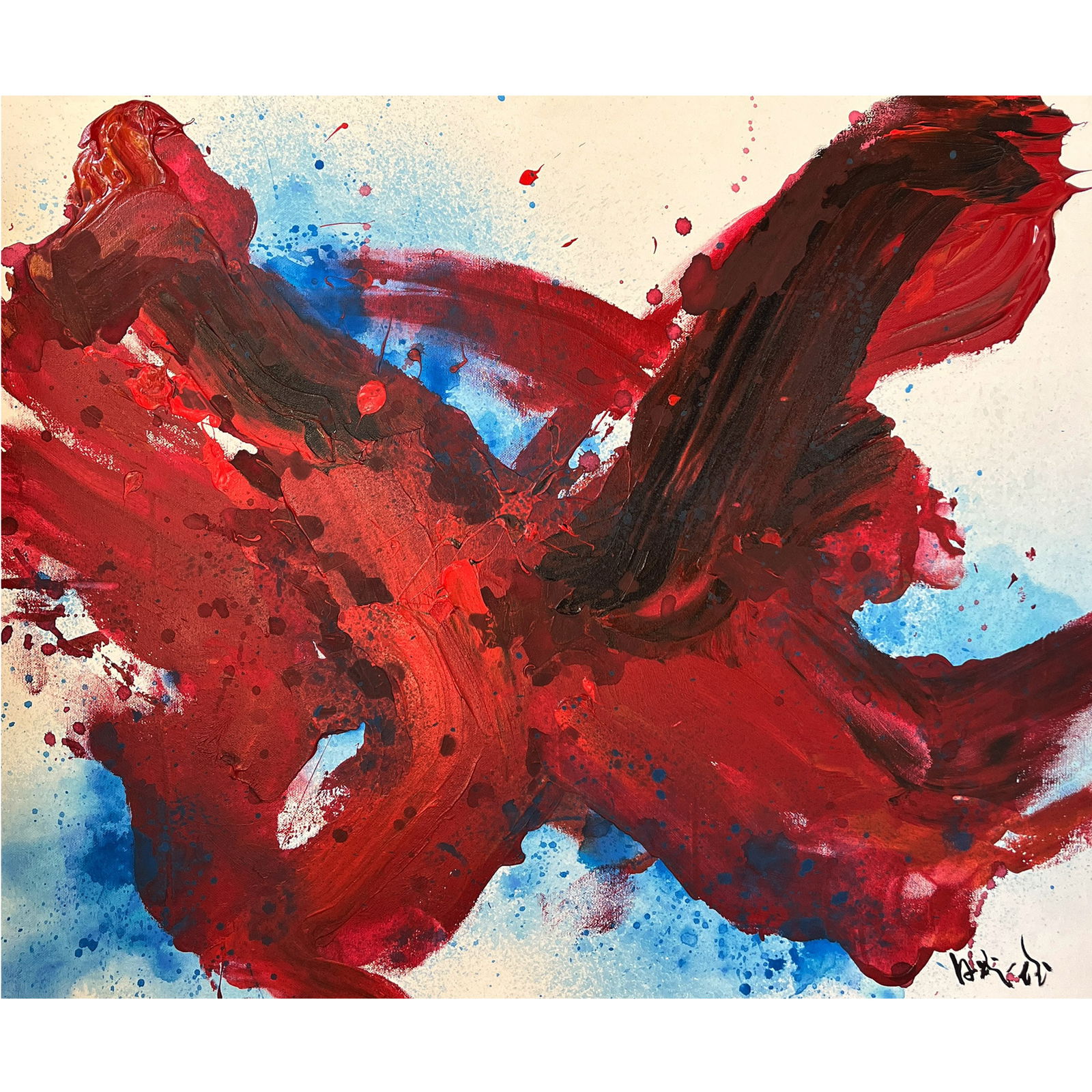 UNTITLED 1961 SIGNED KAZUO SHIRAGA: UNTITLED 1961 SIGNED KAZUO SHIRAGA Acrylic on canvas;signed in Japanese and dated '1961' (lower right); The artist’s energetic, intensely physical abstracts exist in a vibrant space between performa