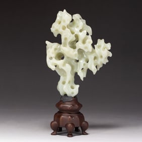 A WHITE JADE LITERATI ROCK