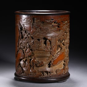 A CARVED BANBOO BRUSHPOT