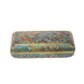 A CLOISONNE ENAMELDRAGON BOX WITH COVER