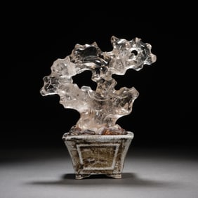 A CARVED ROCK CRYSTAL BONSAI