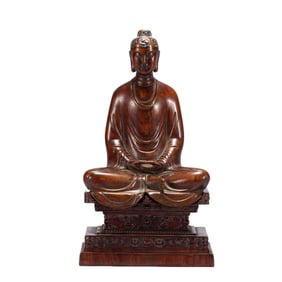 A CARVED ALOESWOOD CHENXIANG AMITABHA