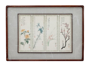 A CHINESE PAINTING OF SEASONAL FLOWERS SIGNED ZHANG BOJU