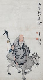 A CHINESE PAINTING OF FIGURAL STORY SIGNED HUANGSHEN