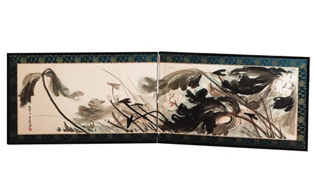 A CHINESE PAINTING OF LOTUS POND SIGNED ZHANG DAQIAN