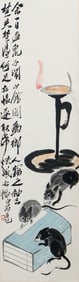A CHINESE PAINTING OF RATS SIGNED QI BAISHI
