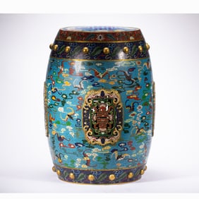 A CLOISONNE ENAMEL GARDEN STOOL