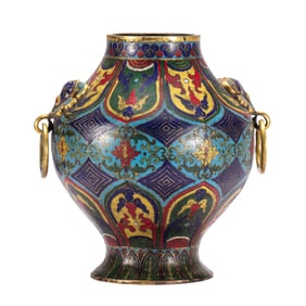 A CLOISONNE ENAMEL VASE ZUN