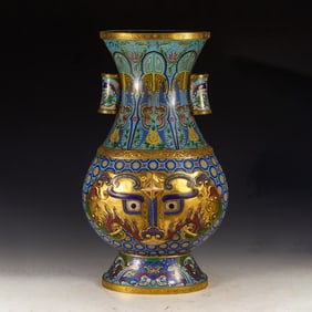 A CLOISONNE ENAMEL TUBULAR VASE
