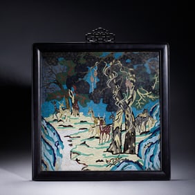 A CLOISONNE ENAMEL HANGING PANEL