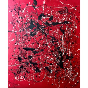 RED COMPOSITION SIGNED JACKSON POLLOCK