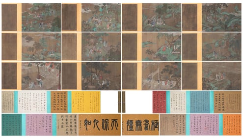 A CHINESE PAINTING ALBUM OF FIGURAL STORY SIGNED ZHAO MENGFU