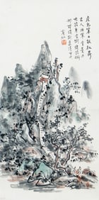 A CHINESE PAINTING OF TEMPLE SIGNED HUANG BINHONG