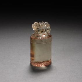 A CARVED ROCK CRYSTAL MYTHICAL BEAST SEAL