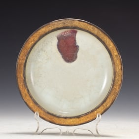 A BRONZE-GILT MOUNTED JUN-WARE PLATE