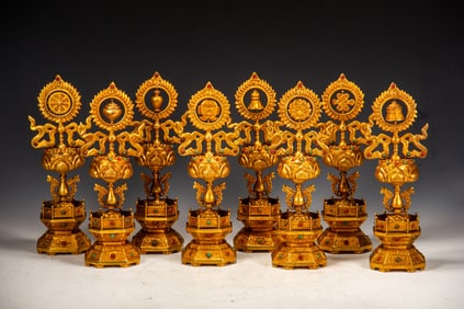A SET OF BRONZE-GILT ALTER ITEMS