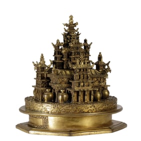 AN EXTREMELY RARE TIBETAN BRONZE-GILT MANDALA