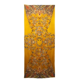 A YELLOW-GROUND UNCUT BROCADE DRAGON ROBE