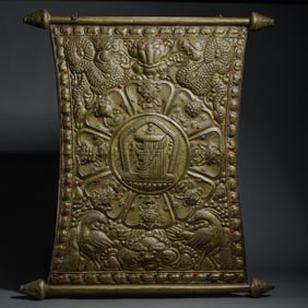 A TIBETAN BRONZE VOTIVE PANEL