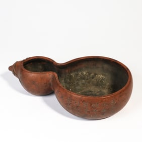 AN INSCRIBED YIXING GLAZE WATERPOT